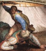 Michelangelo Buonarroti David and Goliath oil on canvas